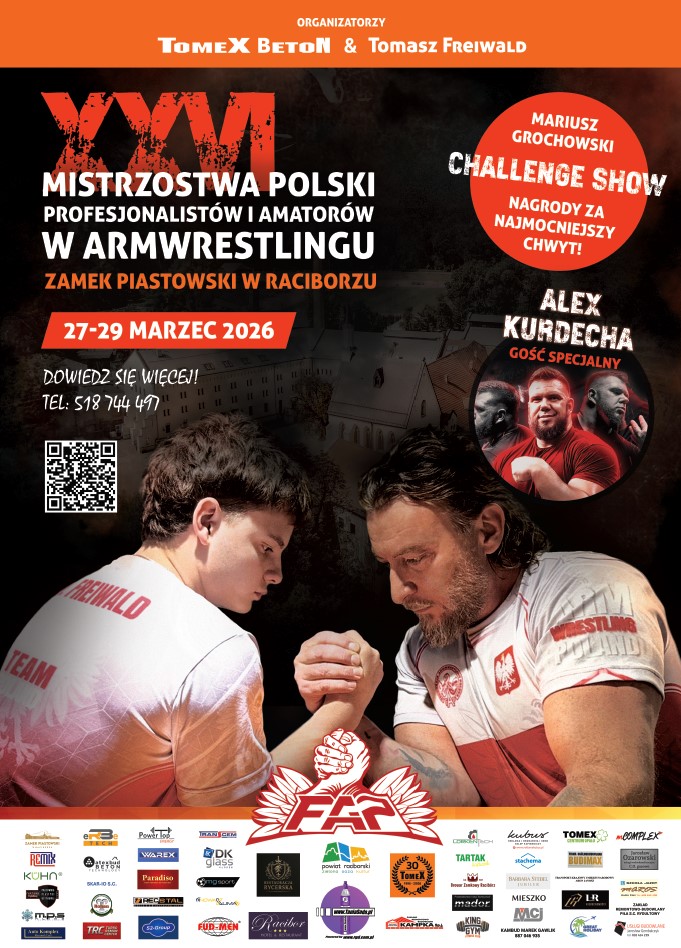 XXVI MISTRZOSTWA POLSKI W ARMWRESTLINGU – RACIBÓRZ 2026